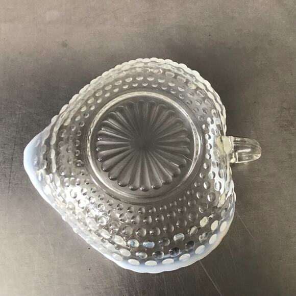 vintage hobnail Opalescent Milk glass ruffled Candy/nut Dish - Picture 4 of 4